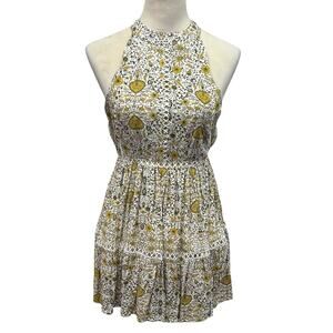 Boho Festival Halter Mini Dress Abel The Label Open Back Floral XS